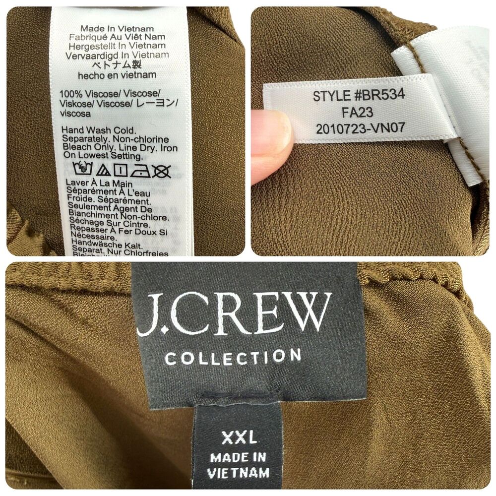 J.Crew Collection Pull On Maxi Skirt XXL Luster Crepe Slits Elastic Waist Boho - Picture 9 of 9